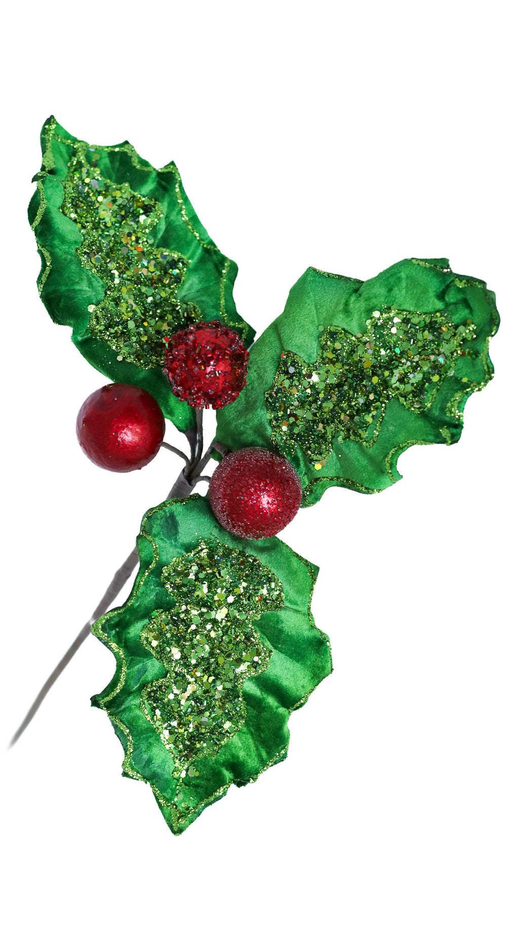 Glitter Holly Stem