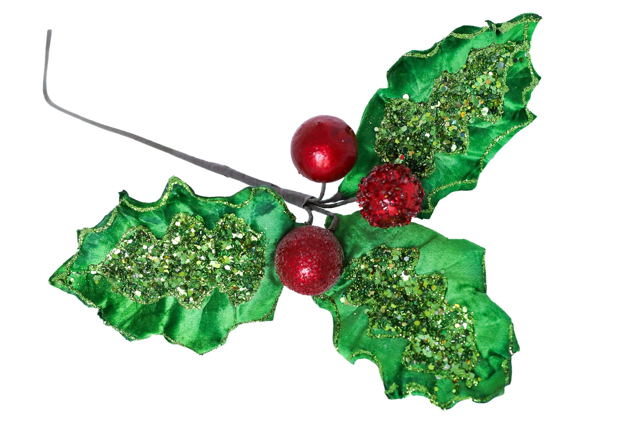 Glitter Holly Stem