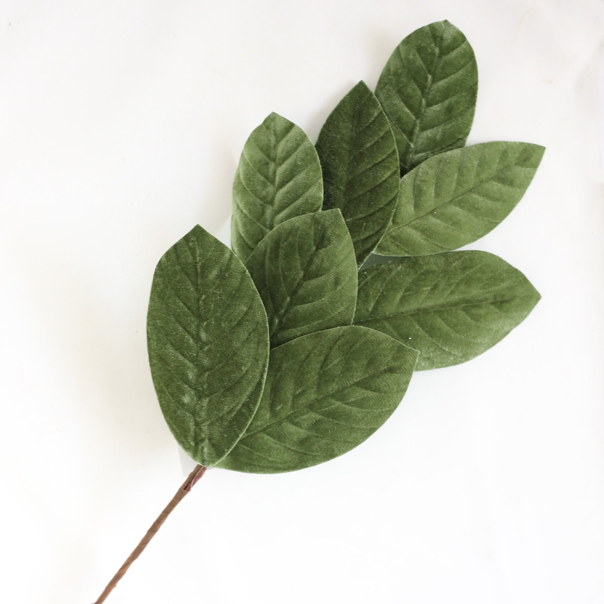 Velvet Magnolia Leaves Spray