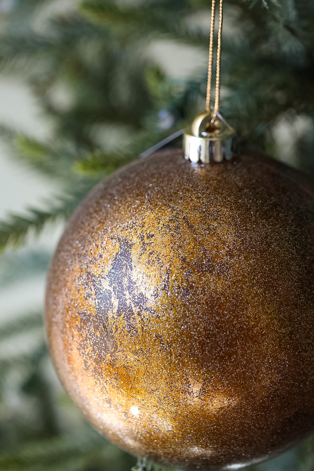 Glittered Bronze Gold Leaf Ornament - Available in Two Sizes