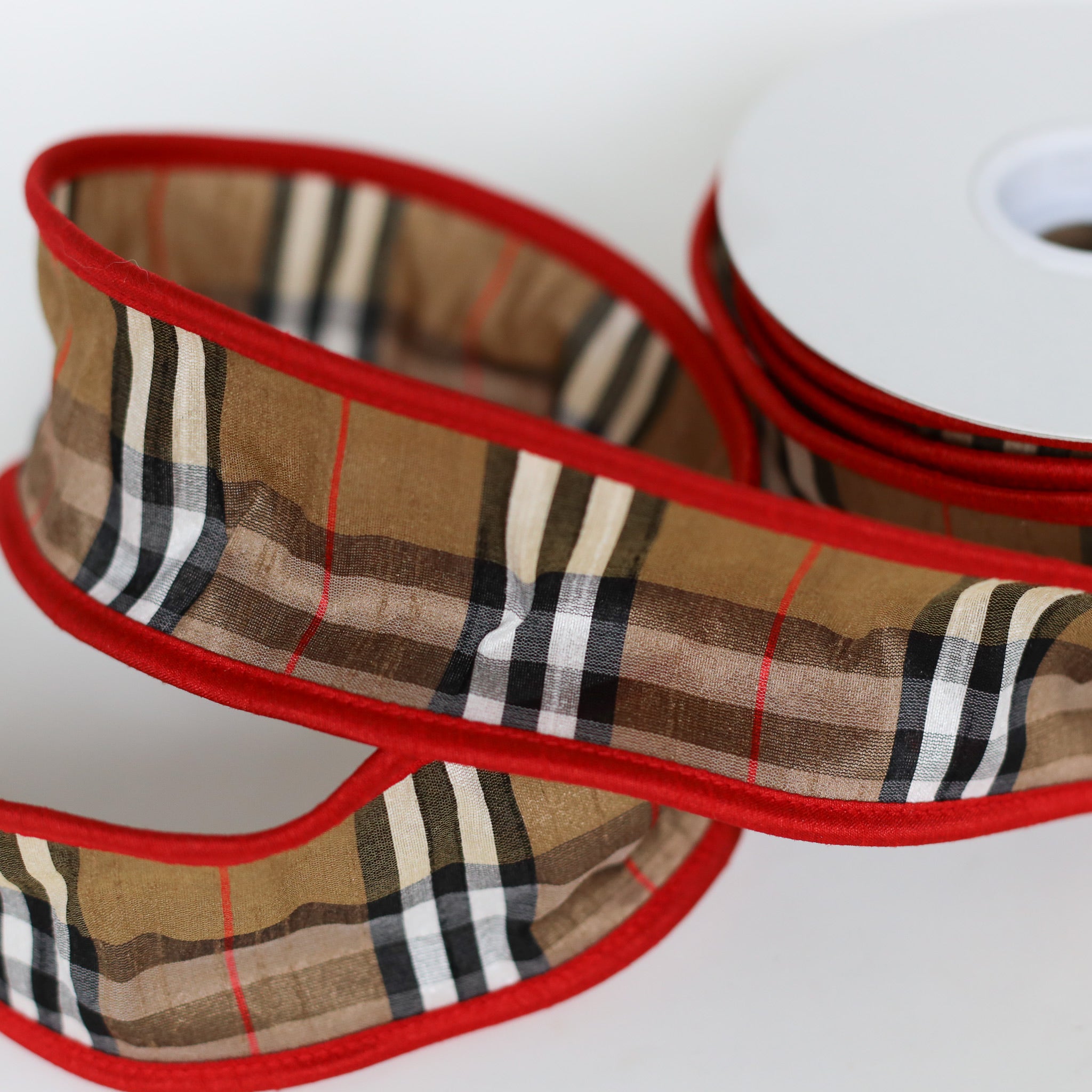 Tartan Plaid with Red Border Ribbon