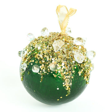 Emerald Sugar Crystal Ball Ornament