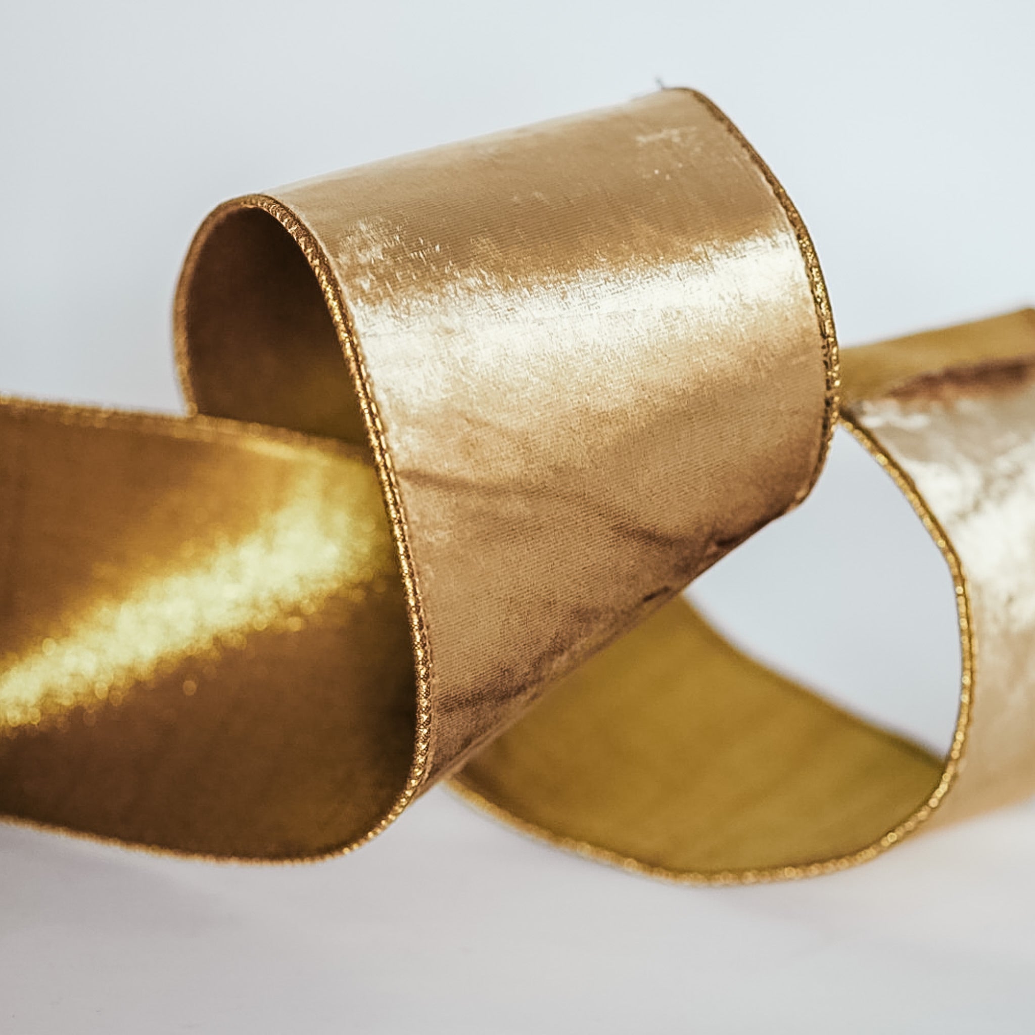 Golden Velvet Ribbon with Gold Satin Back
