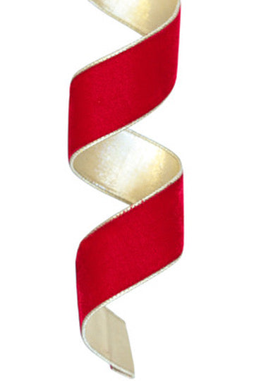 Red Velvet Ribbon with Gold Backing