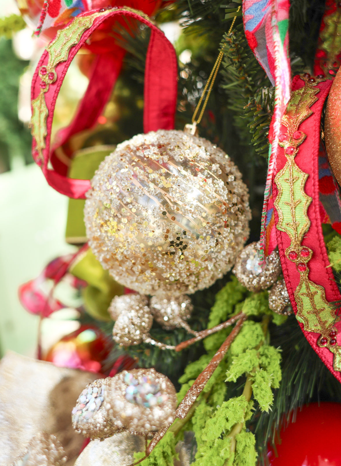 Swirl Glittered Ball Ornament