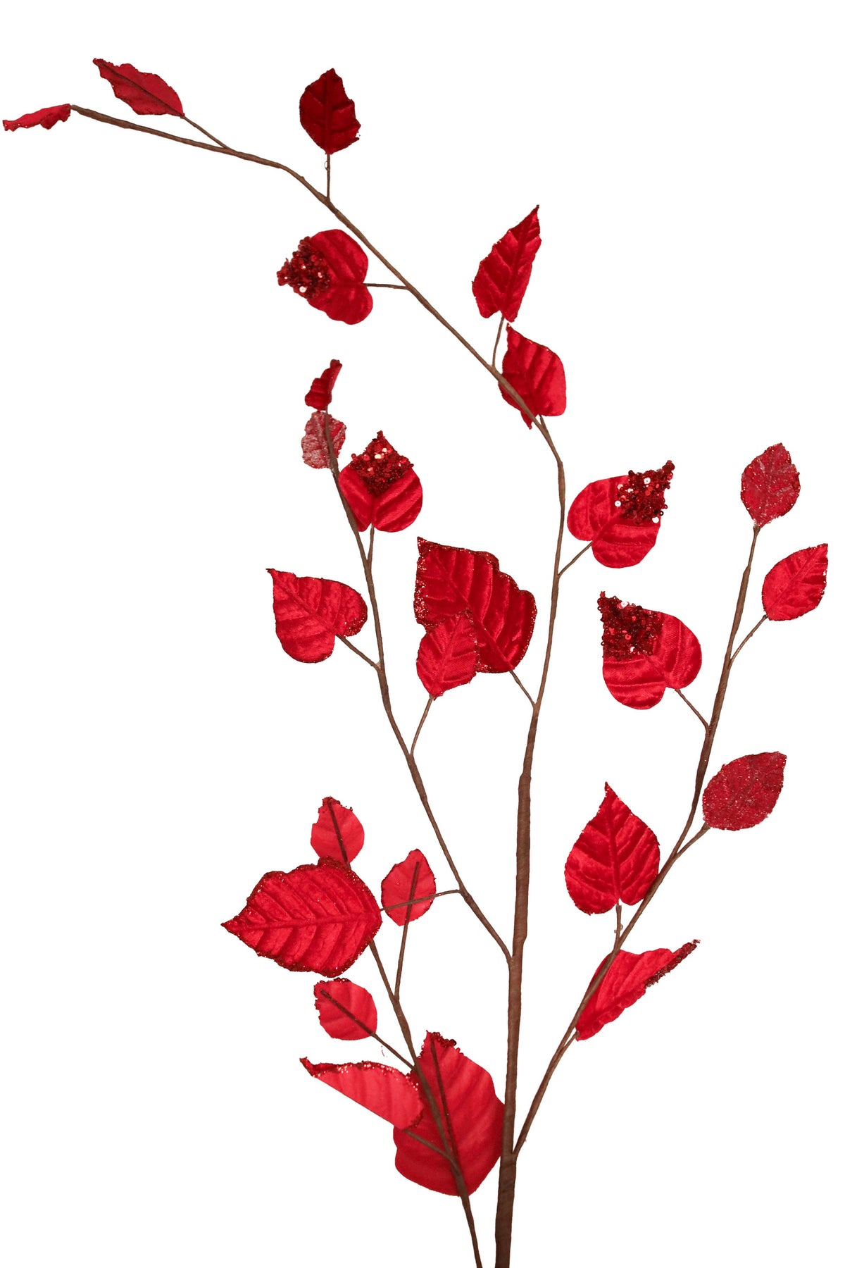 Red Velvet Hanging Leaf Sprig