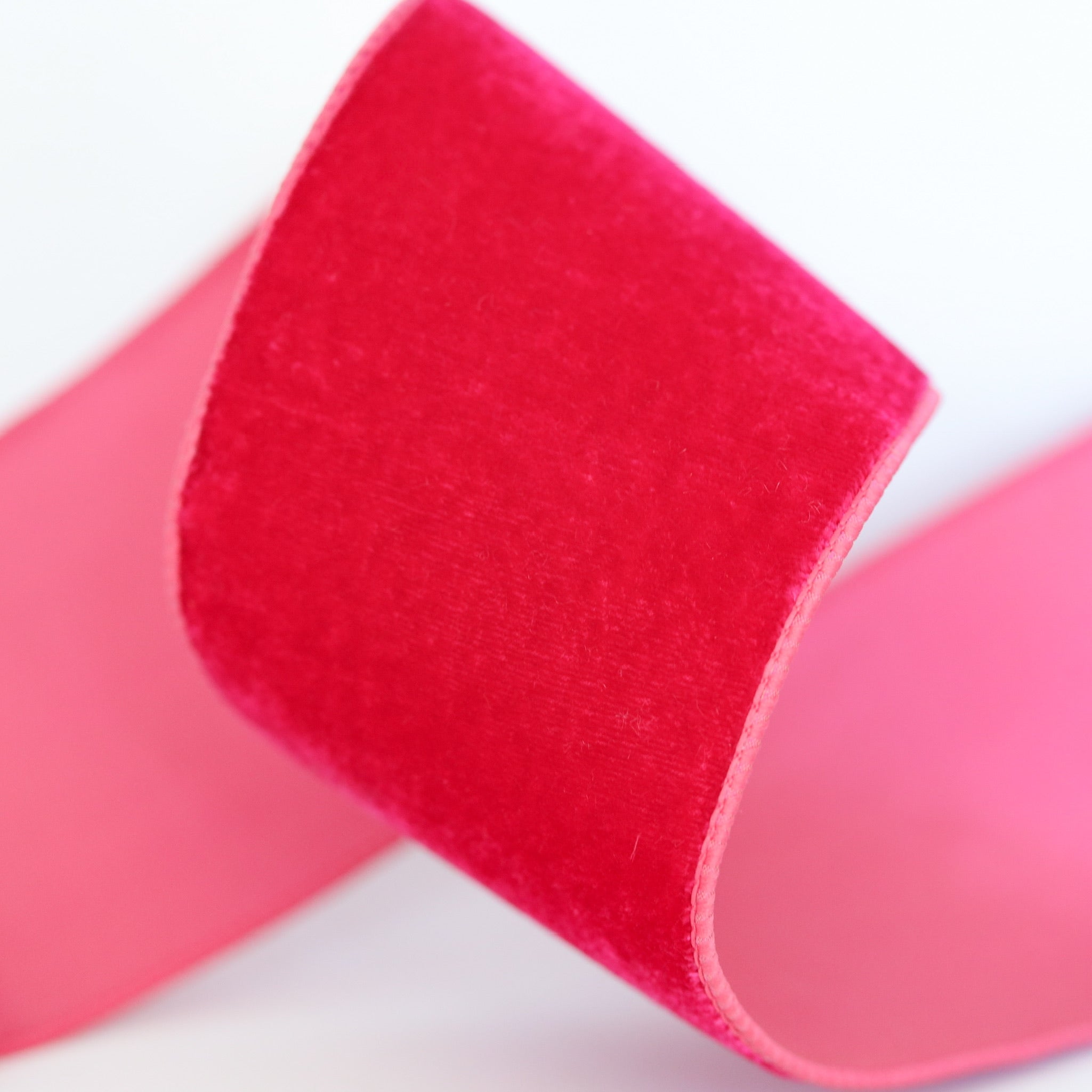 Hot Pink Velvet with Satin Back Ribbon