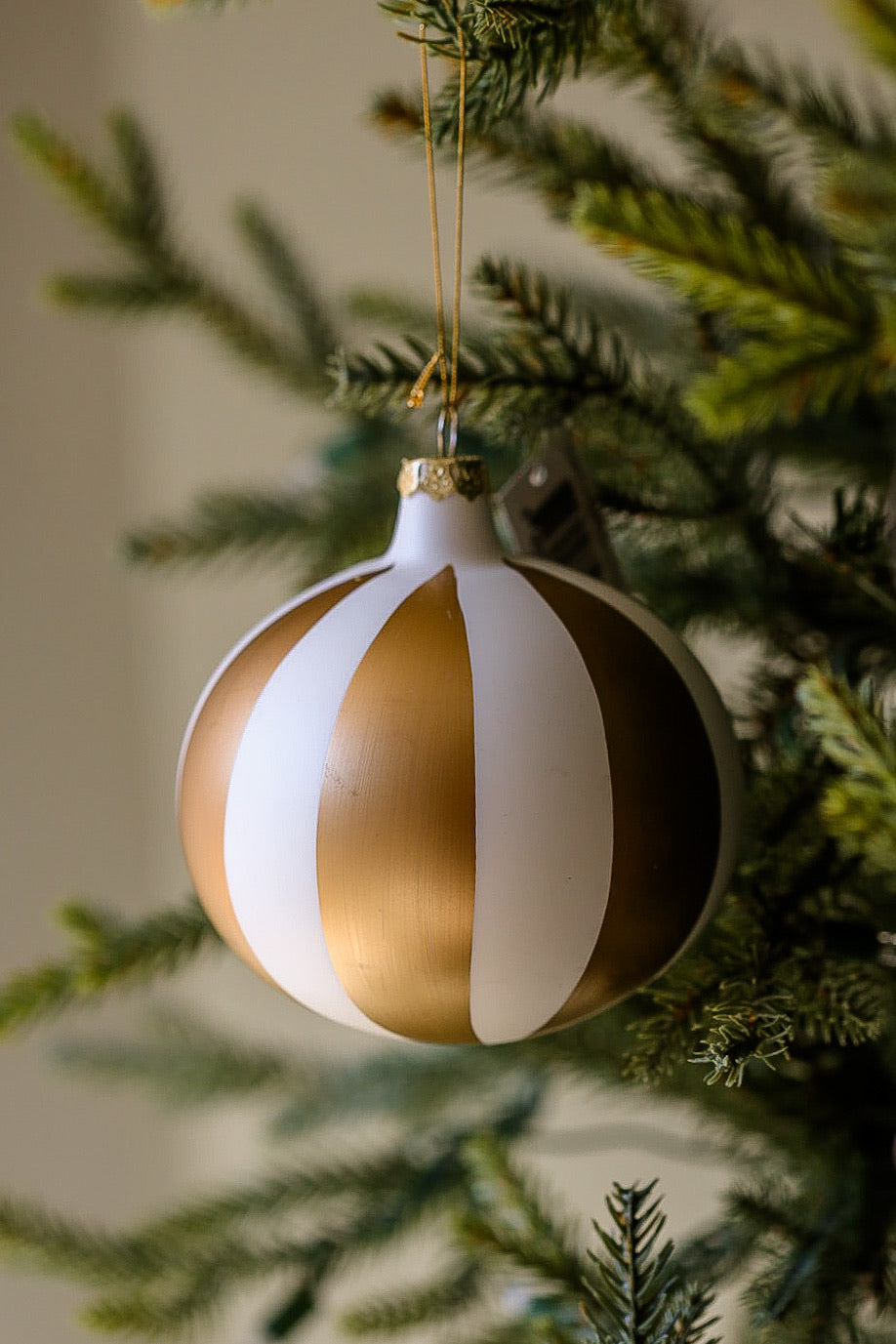 Gold and White Striped Ornament