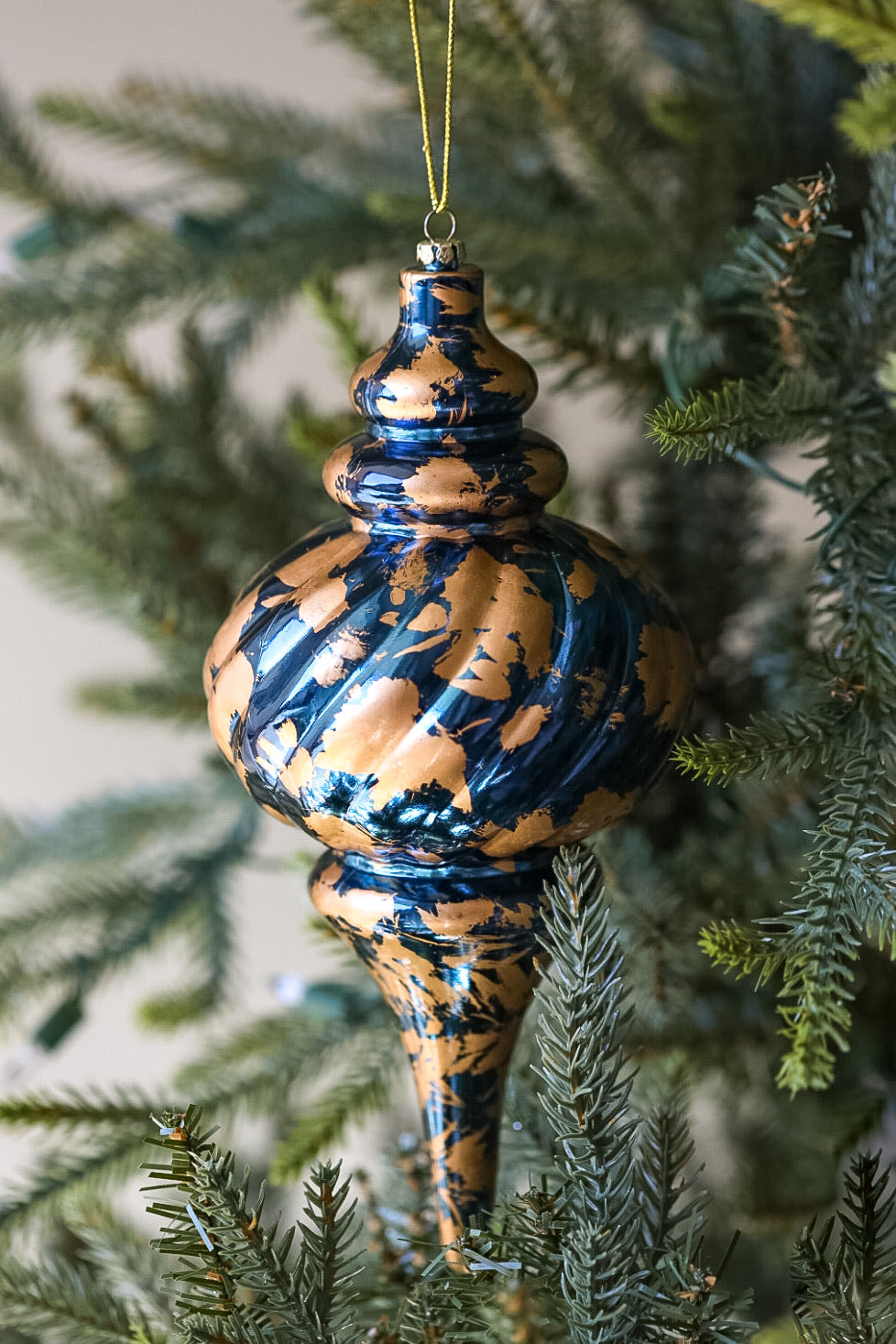 Blue and Gold Finial Ornament