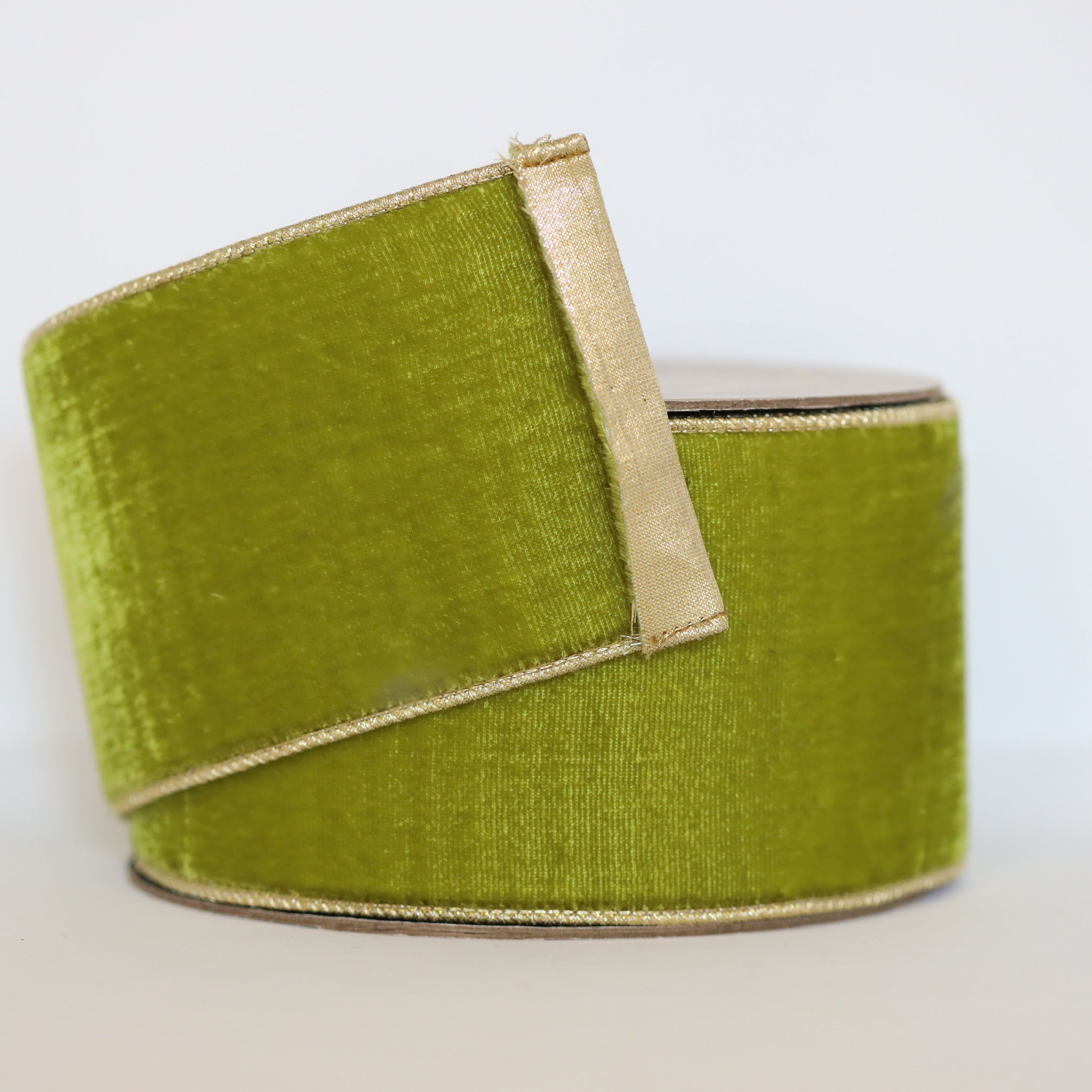 Moss Velvet with Gold Back Ribbon