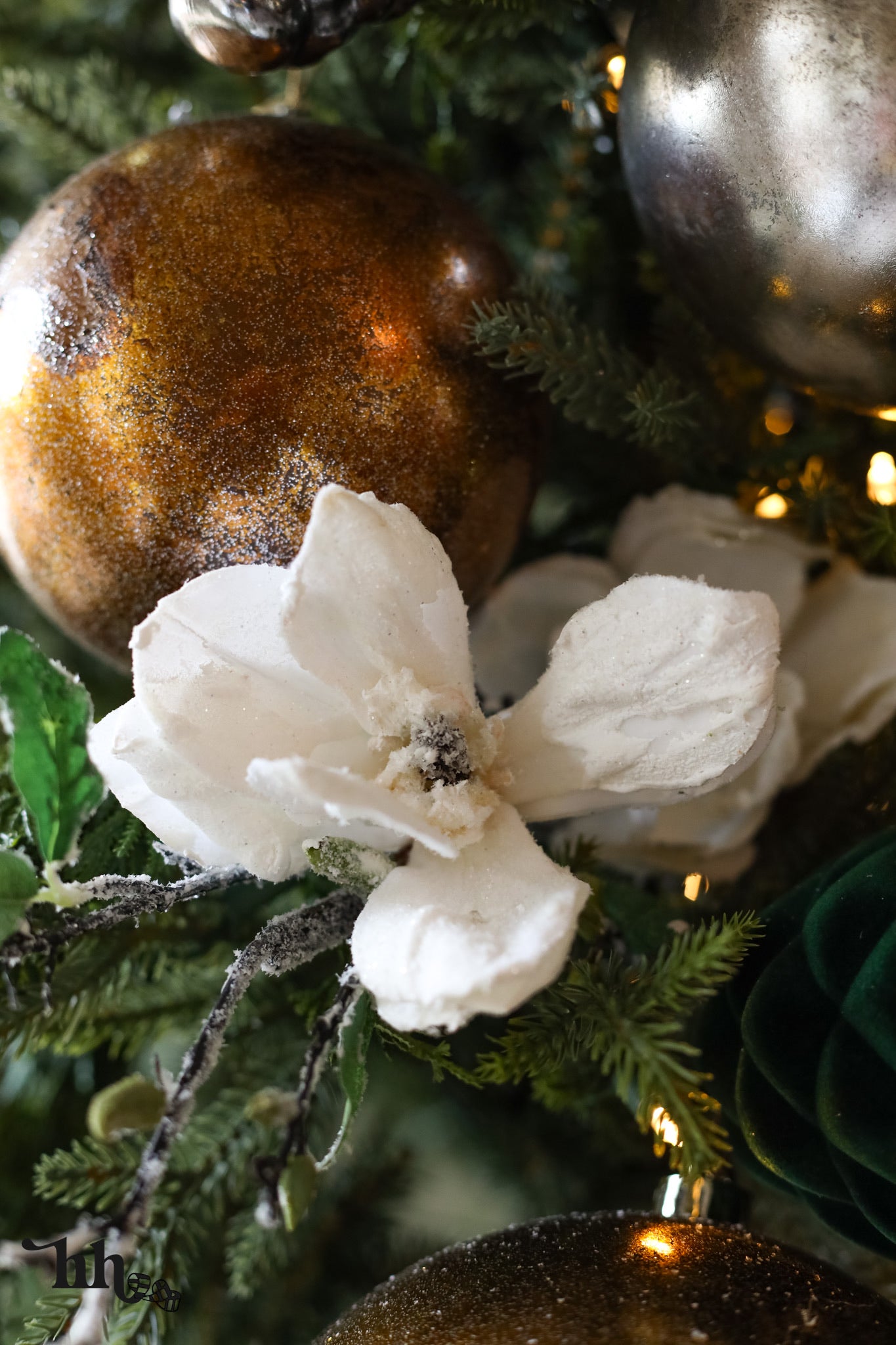 Glittered Bronze Gold Leaf Ornament - Available in Two Sizes