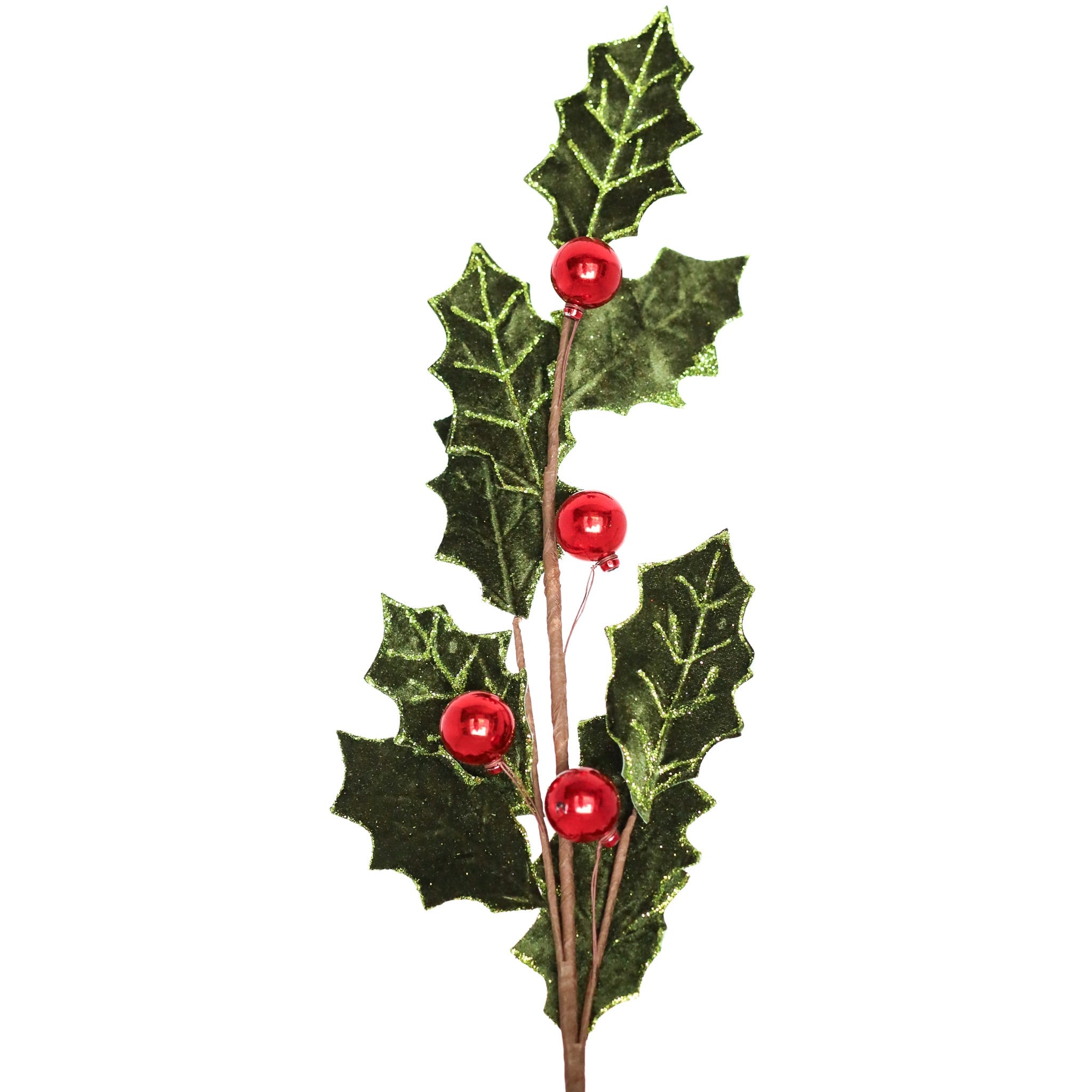 Velvet Holly Leaf Spray