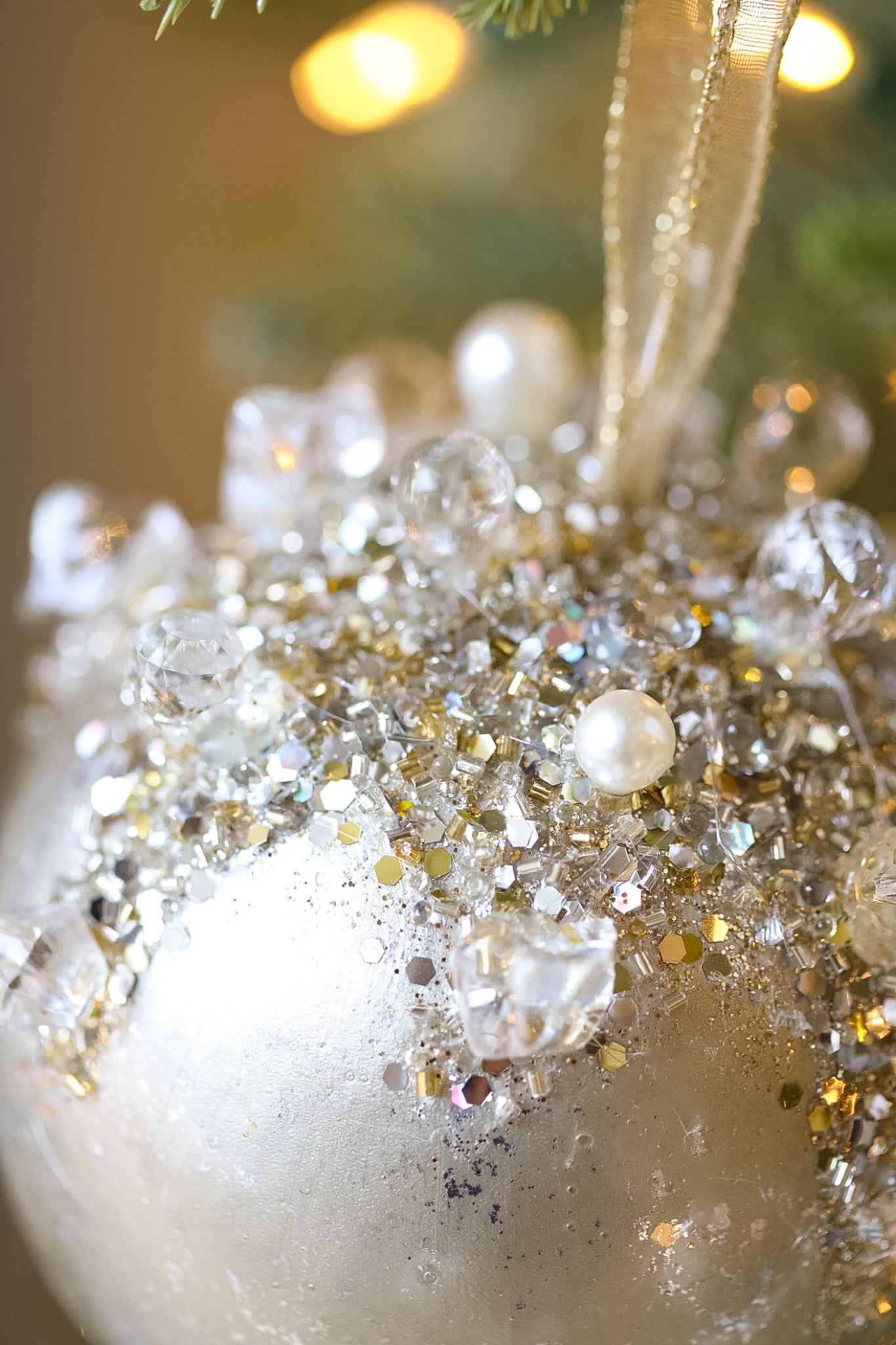 Dazzling Bejeweled Ball Ornament - Available in Two Colors