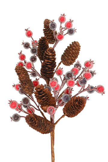 Pinecone and Beaded Multi Berry Spray