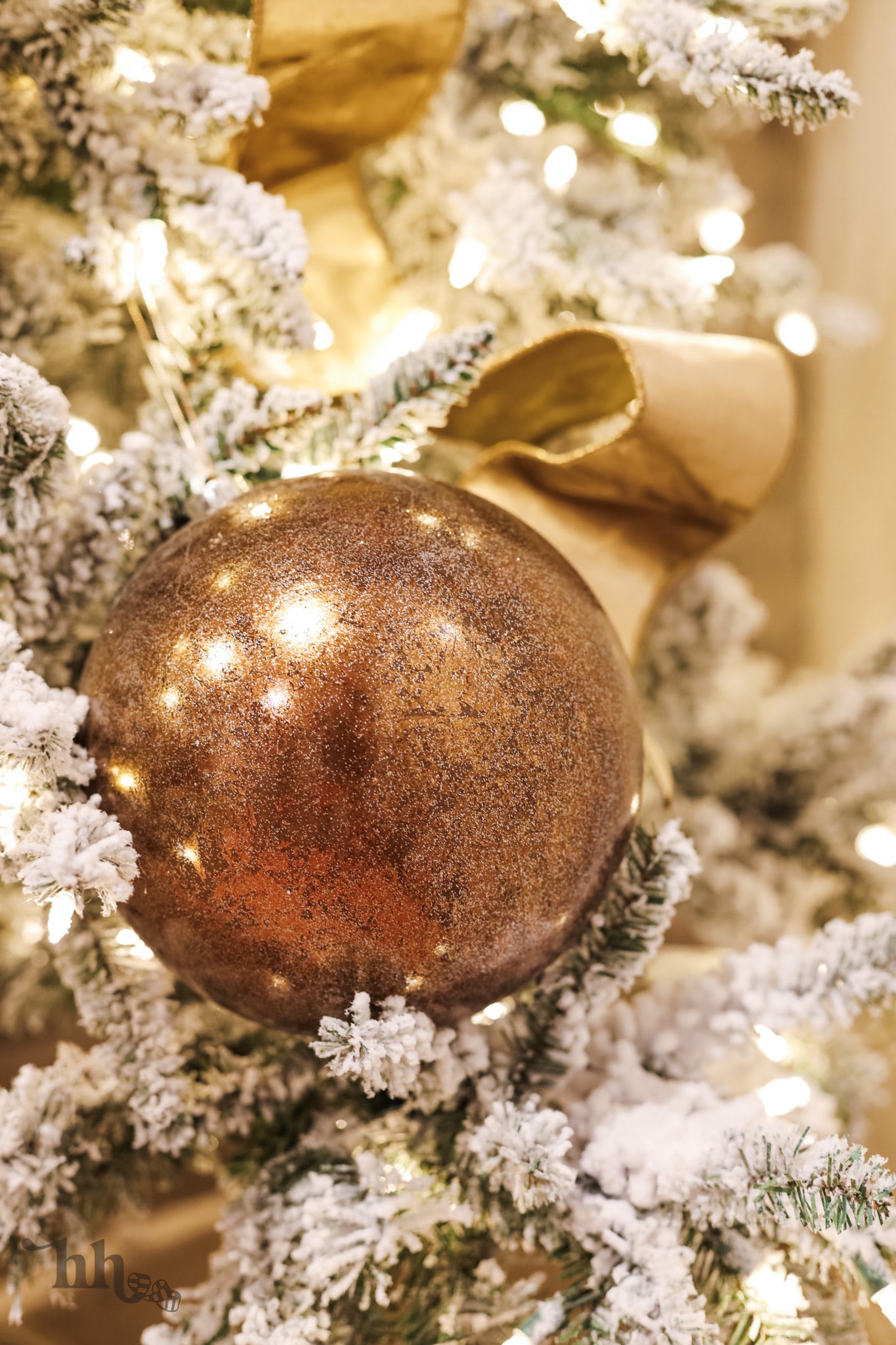 Glittered Bronze Gold Leaf Ornament - Available in Two Sizes