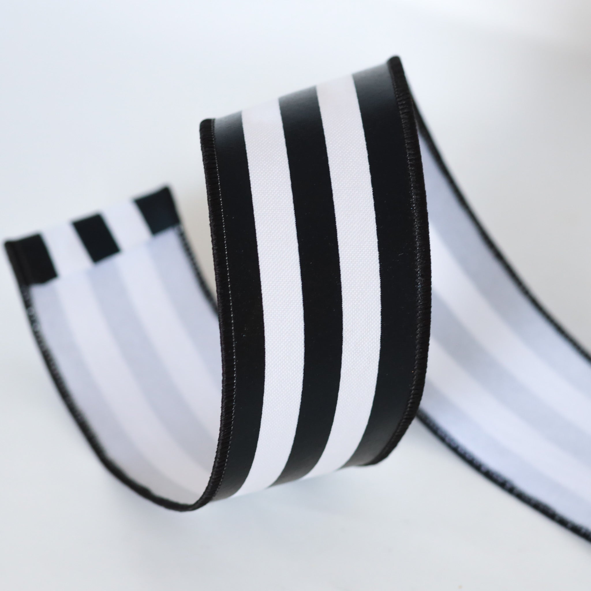 Black and White Foil Stripe Ribbon, Indoor/Outdoor - Available in Two Sizes