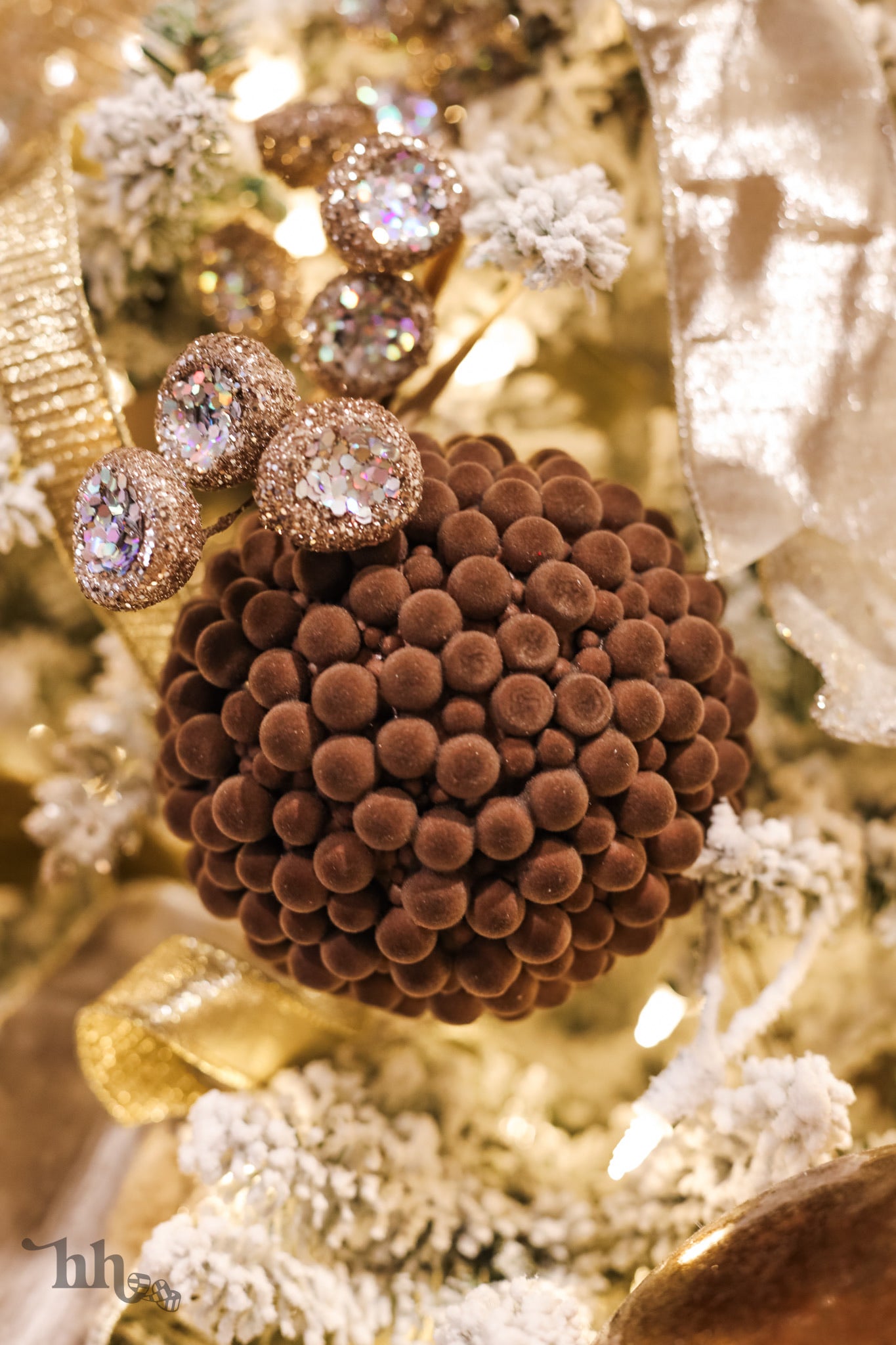 Velvet Beaded Ball Ornament - Available in Four Colors