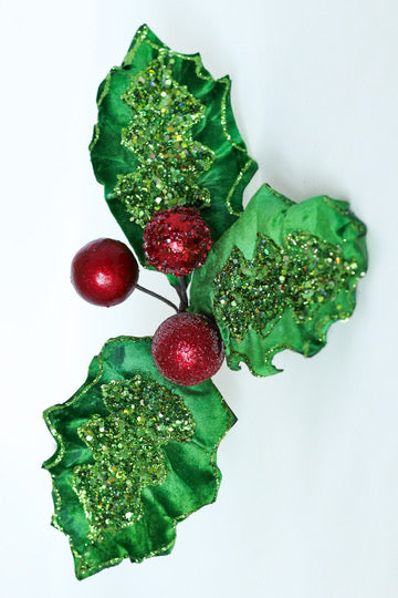 Glitter Holly Stem
