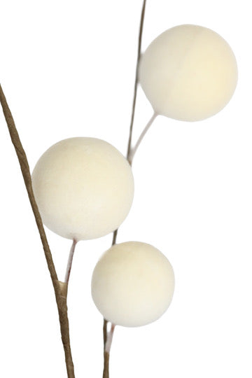 Cream Flocked Ball Stem