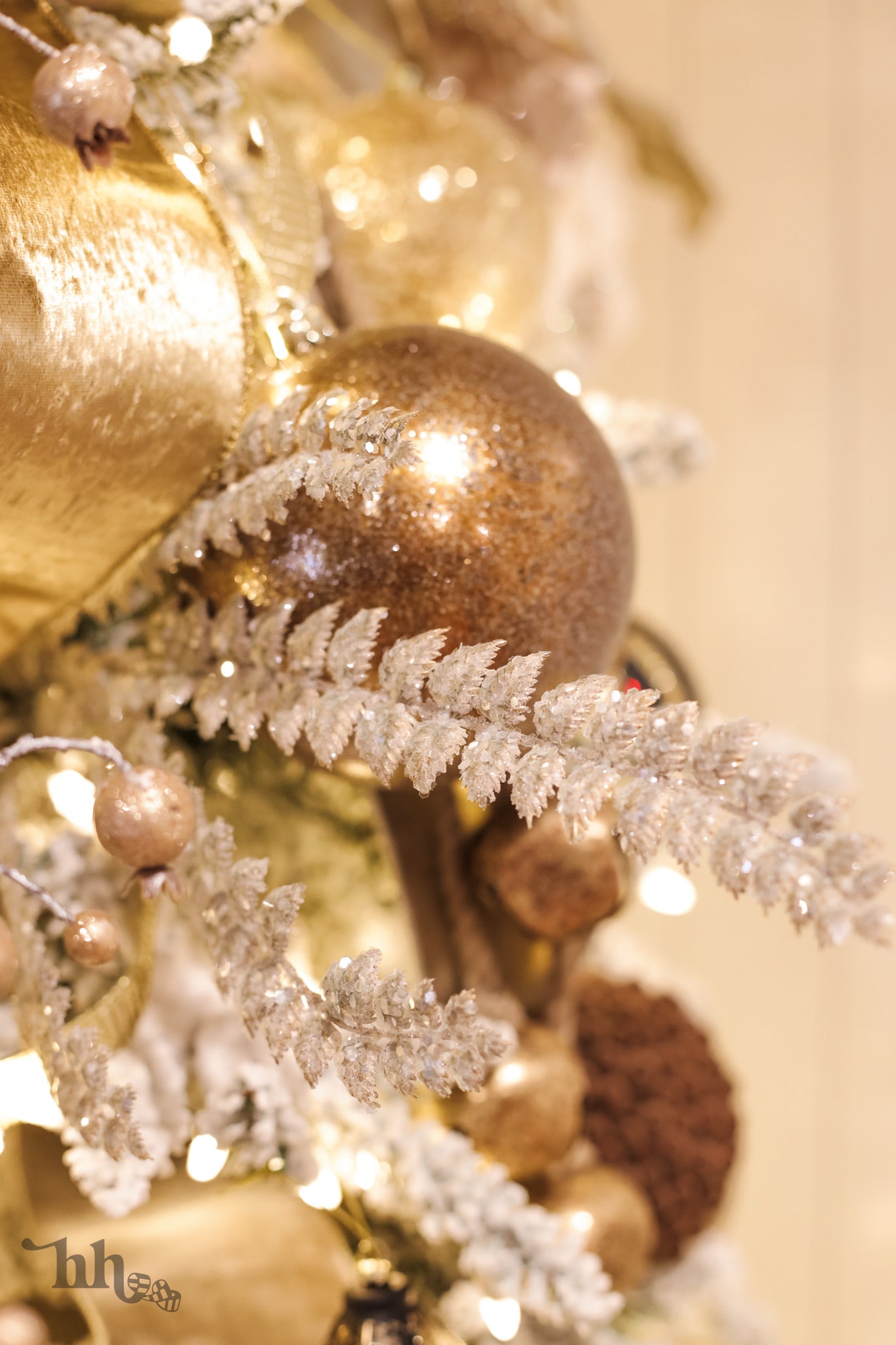 Glittered Bronze Gold Leaf Ornament - Available in Two Sizes