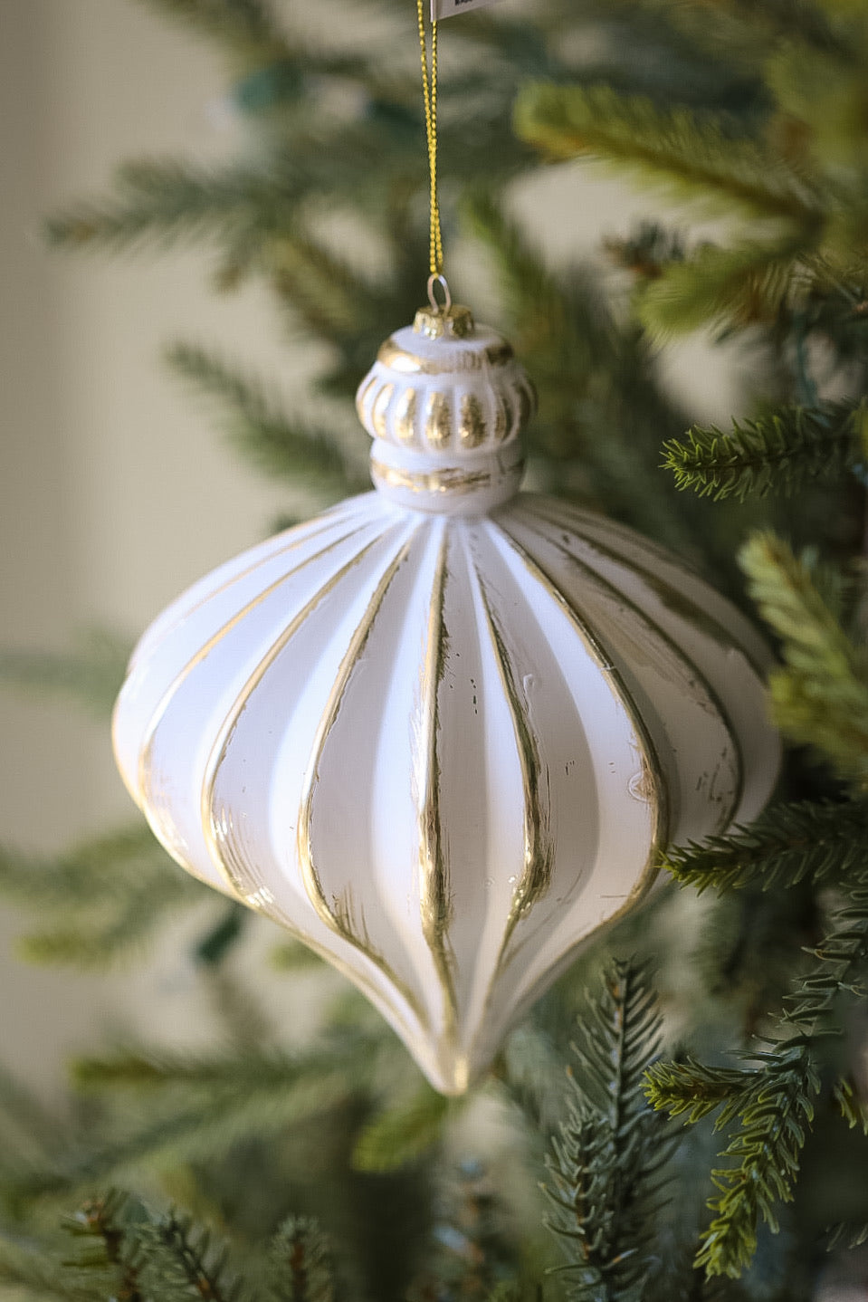 White and Gold Matte Onion Ornament