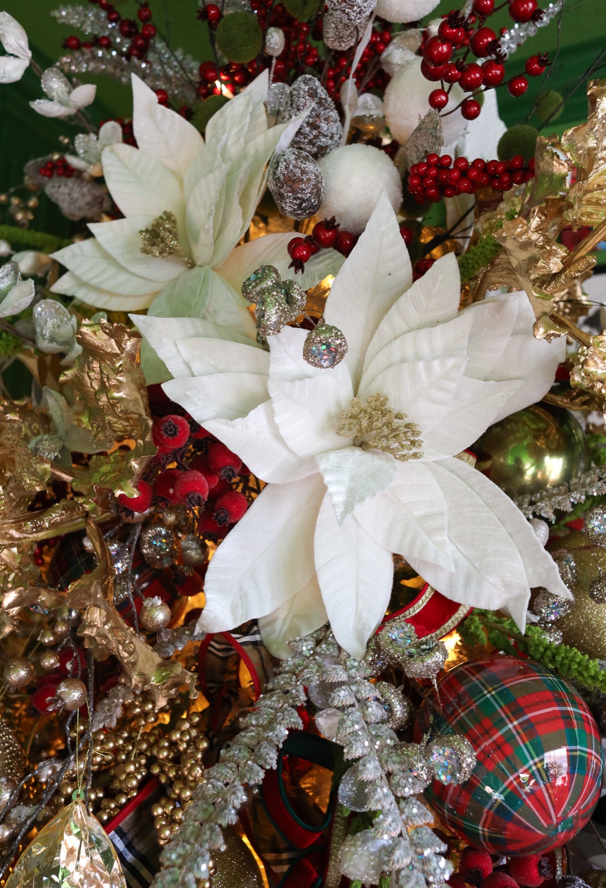 Giant White Velvet Poinsettia Stem - LIMITED STOCK