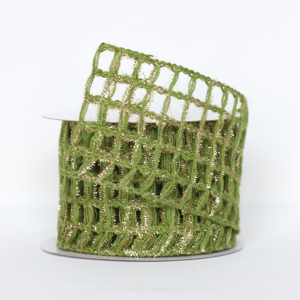 Natural Glitz Forest Green Ribbon
