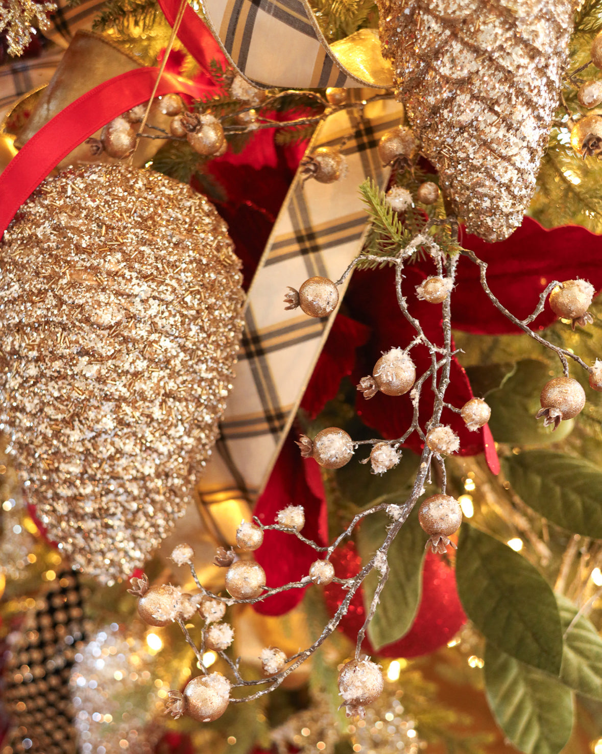 Gold Glitter Pinecone Ornament - Available in Two Sizes