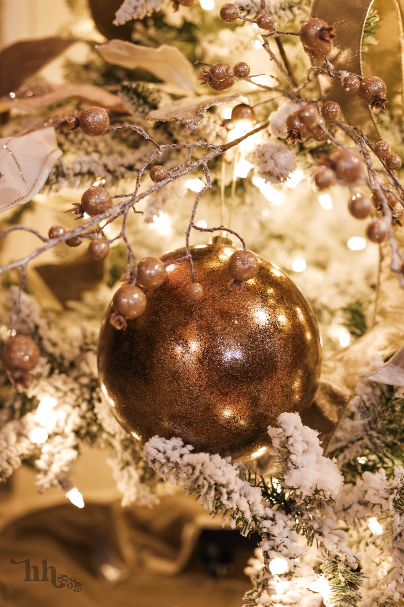 Glittered Bronze Gold Leaf Ornament - Available in Two Sizes