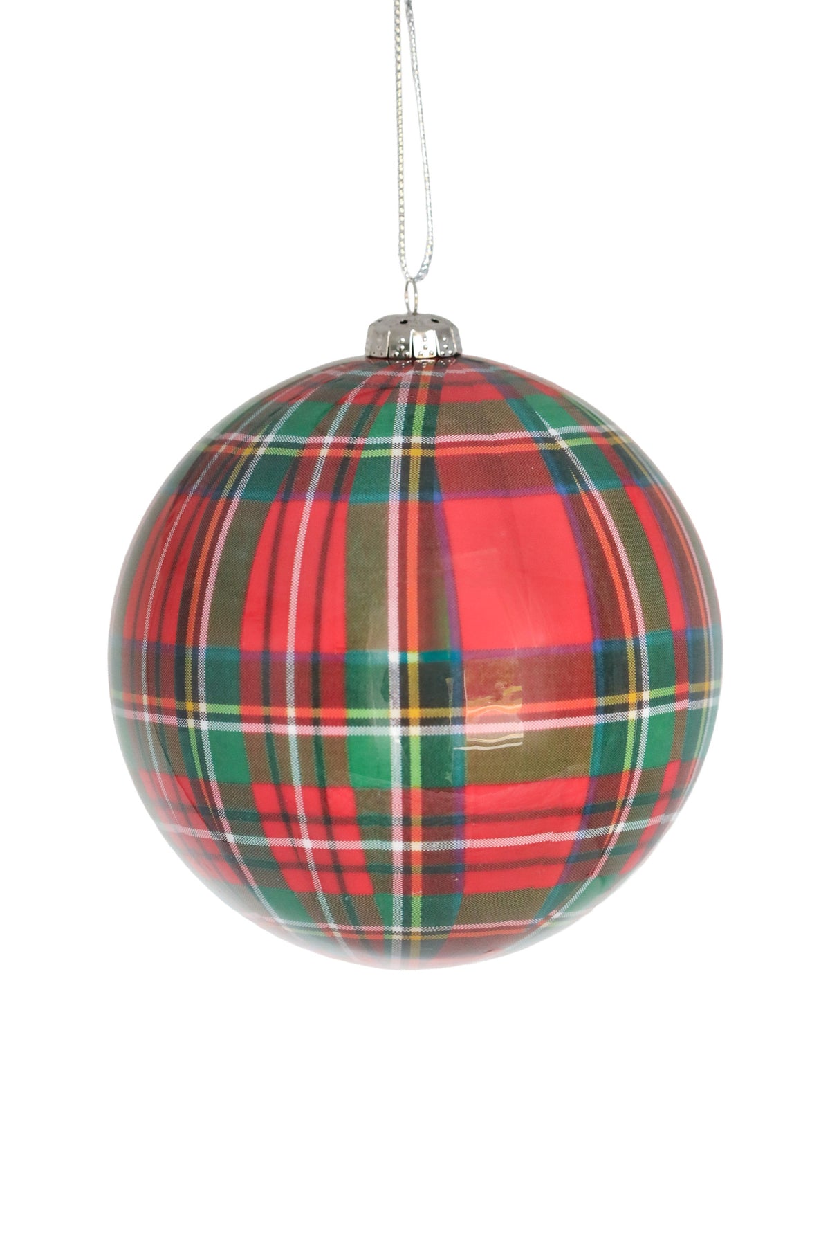 Red and Green Plaid Ball Ornament