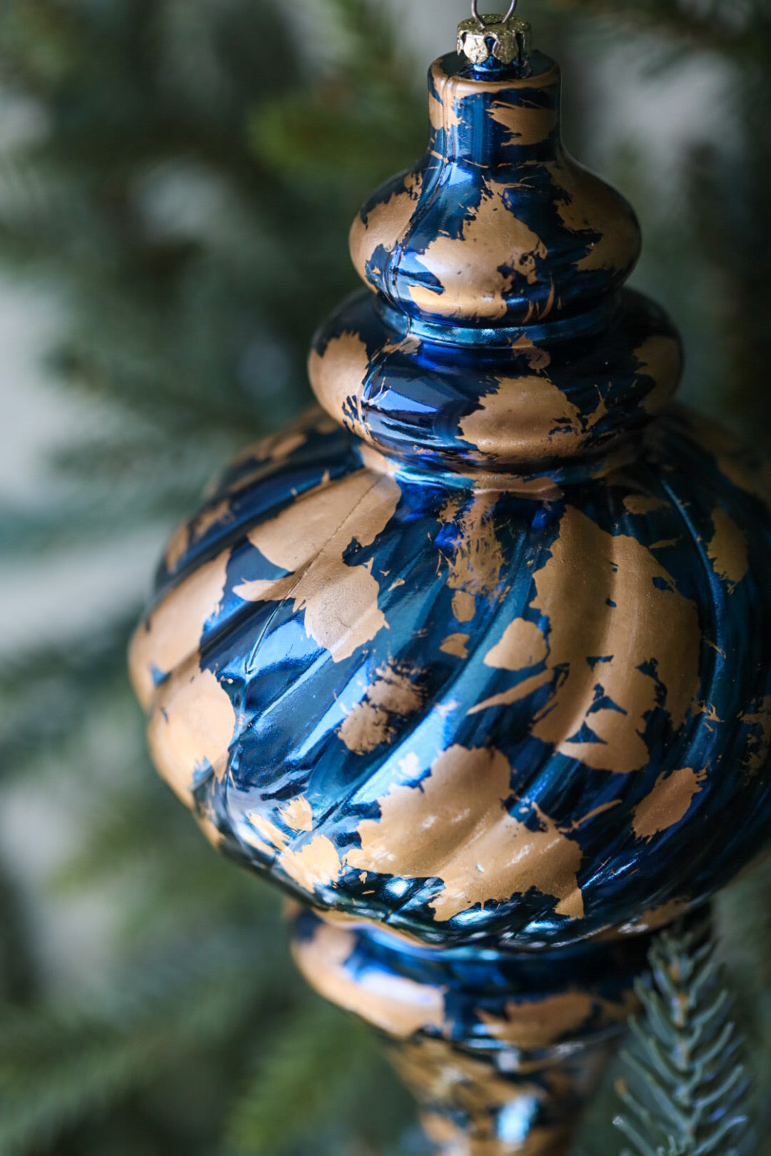 Blue and Gold Finial Ornament