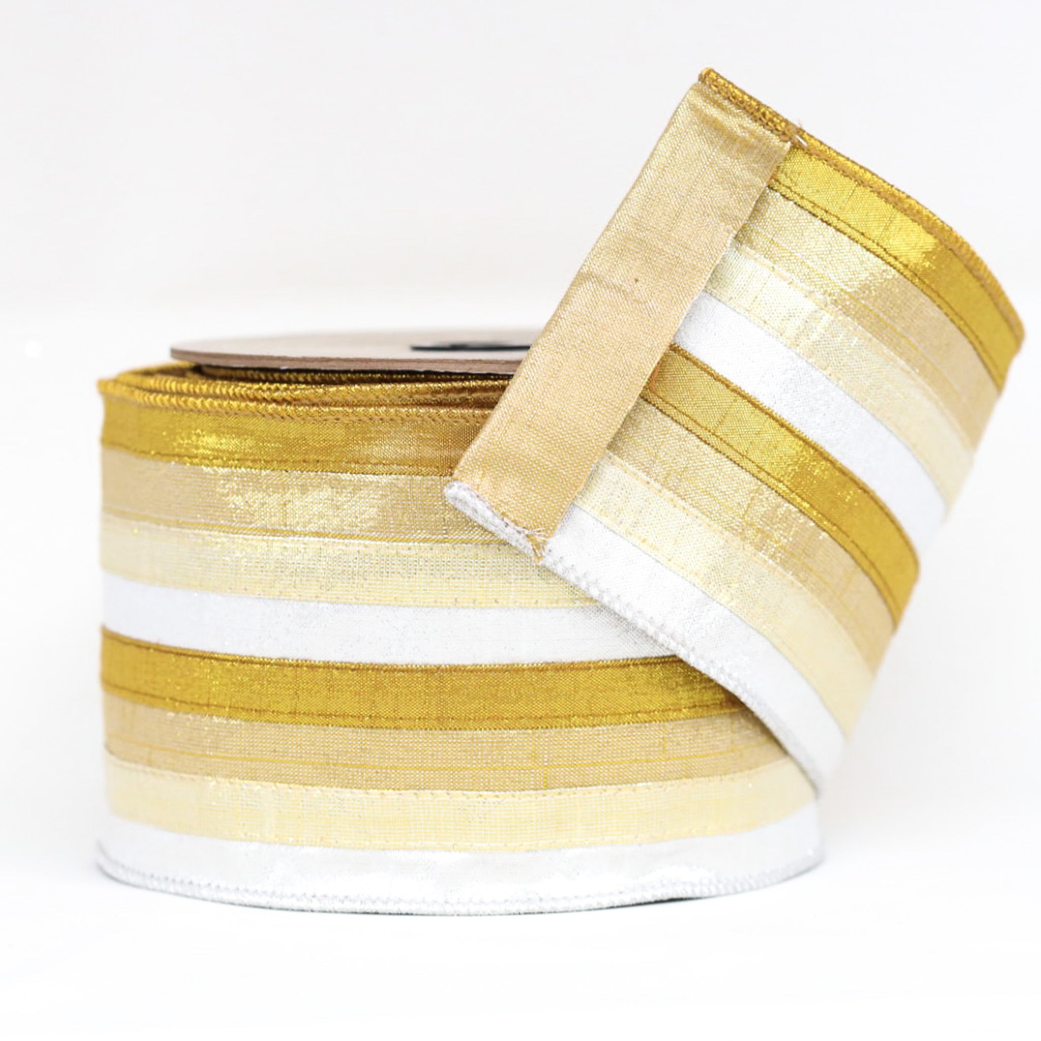 Metallic Dupion Multi-Colored Striped Ribbon - LIMITED STOCK