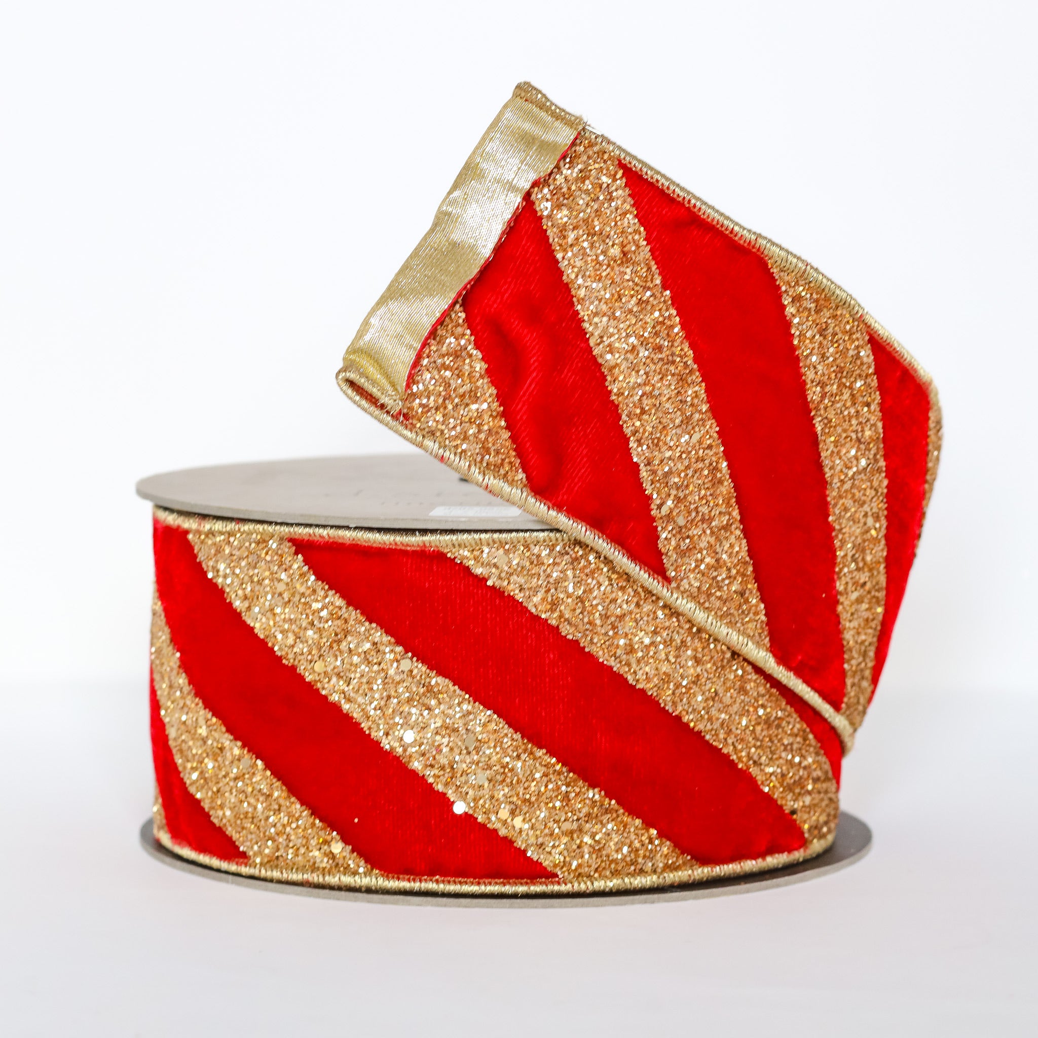 Red Velvet Glitter Stripe Ribbon