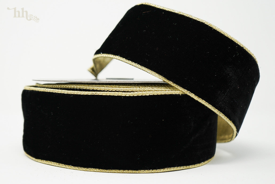 Black Velvet with Gold Trim and Gold Back - Available in Two Sizes