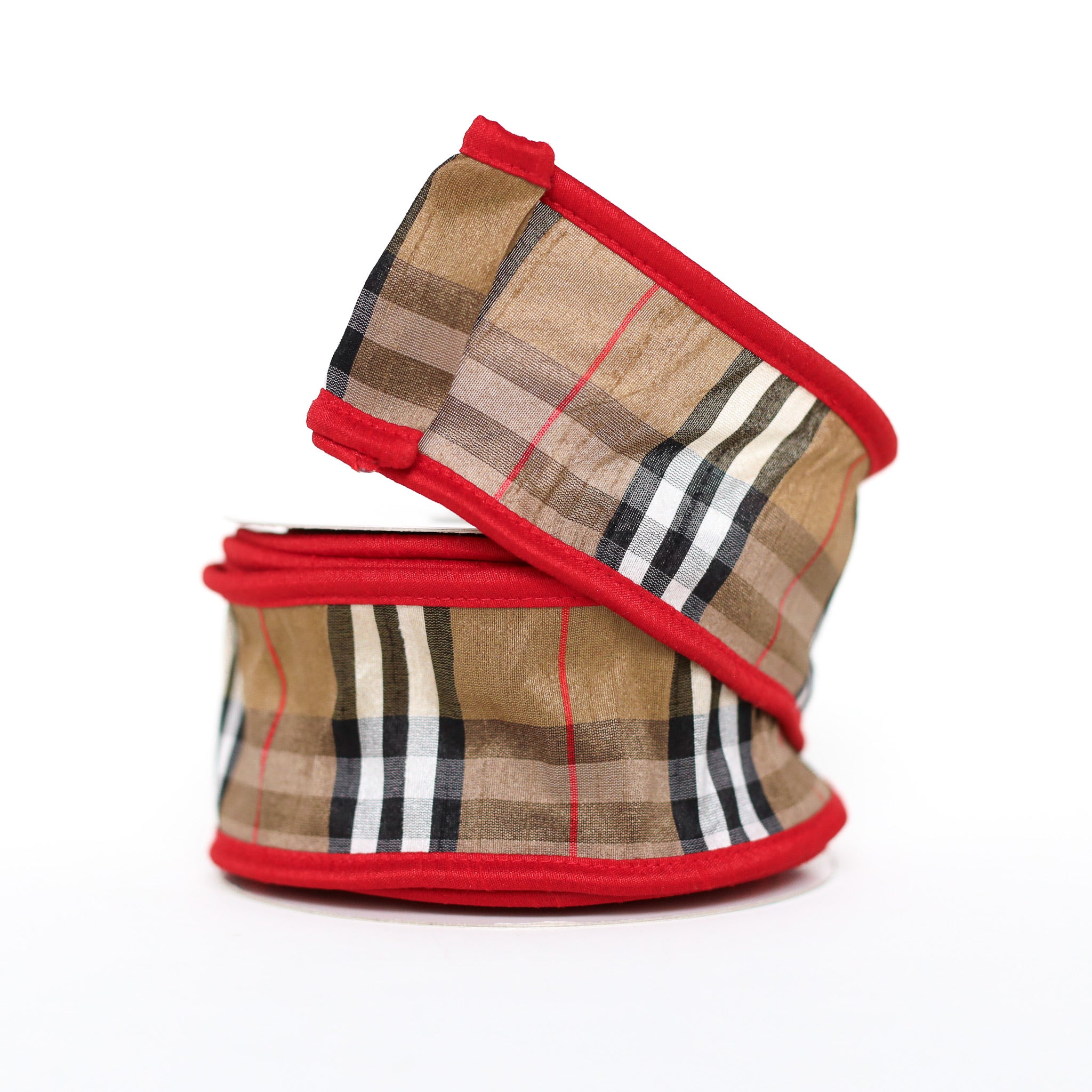 Tartan Plaid with Red Border Ribbon