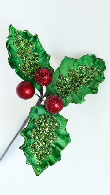 Glitter Holly Stem