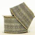Black and Ivory Chevron Ribbon with Gold Trim