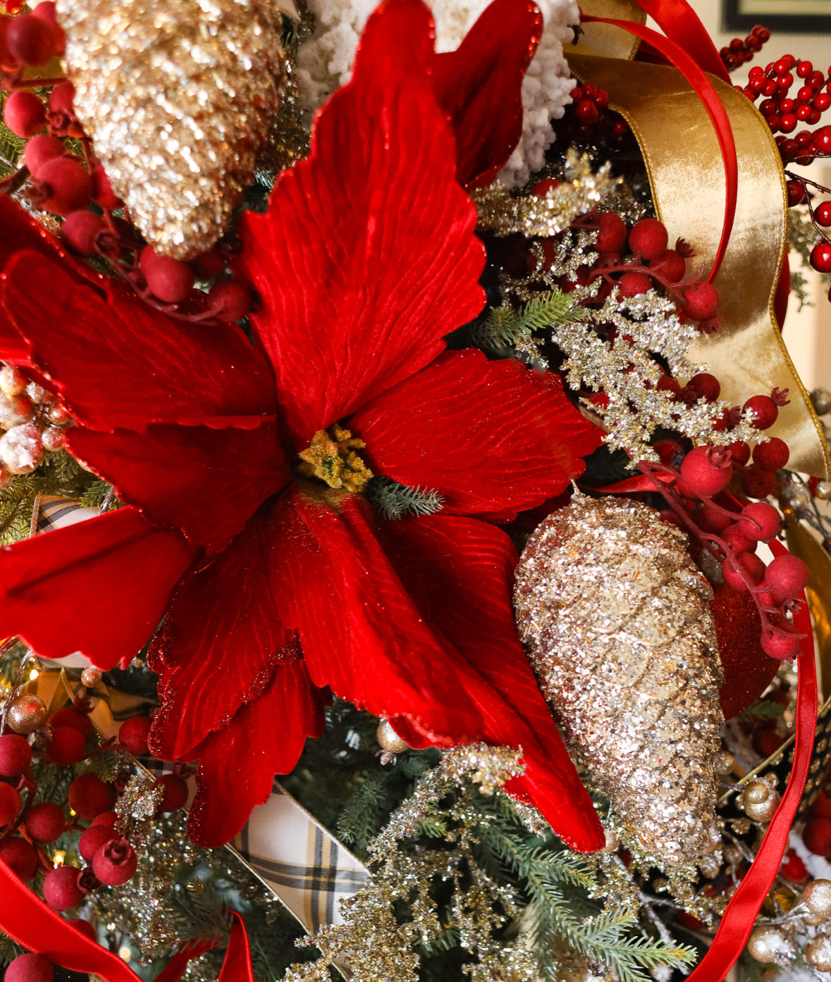 Gold Glitter Pinecone Ornament - Available in Two Sizes