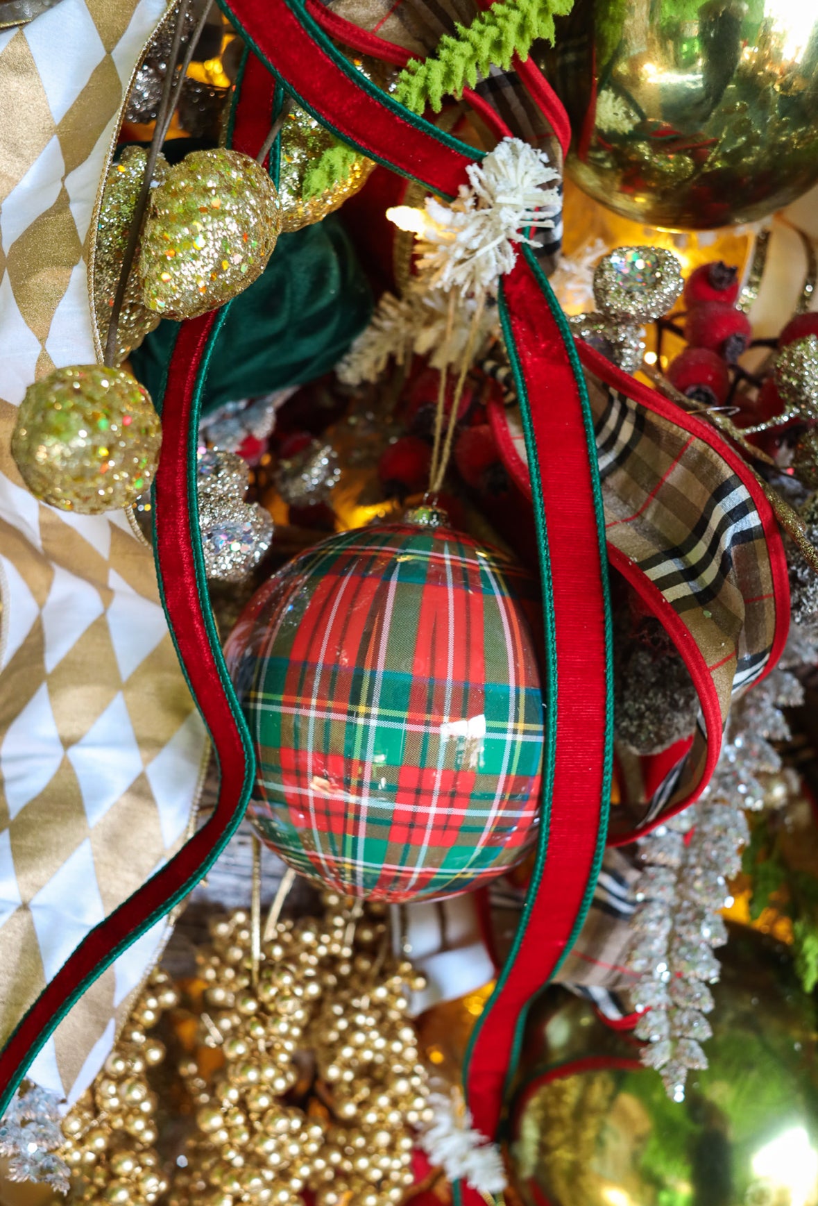 Tartan Plaid with Red Border Ribbon