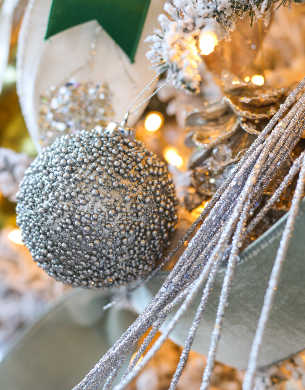 Beaded Ball Ornament - Available in Two Colors