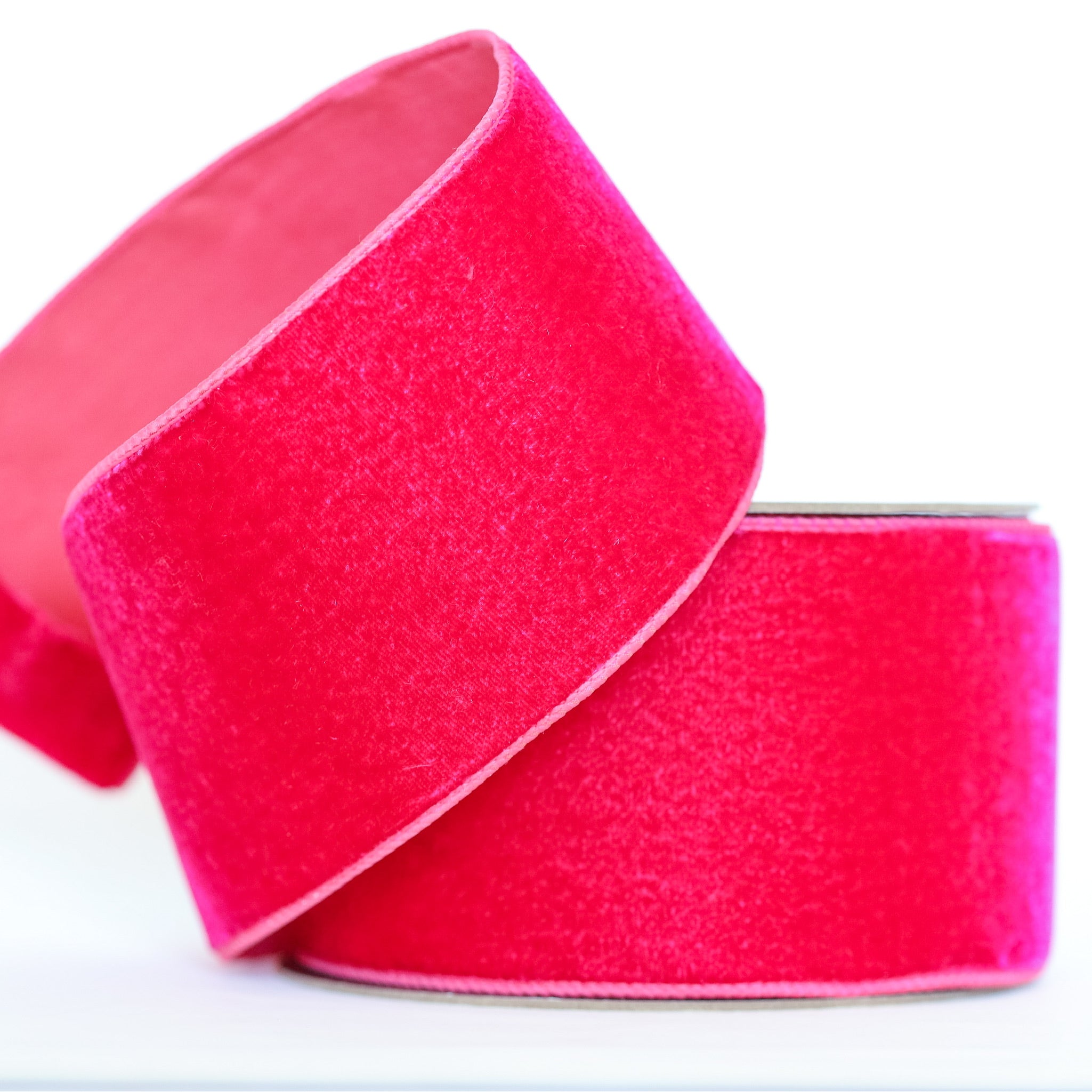 Hot Pink Velvet with Satin Back Ribbon