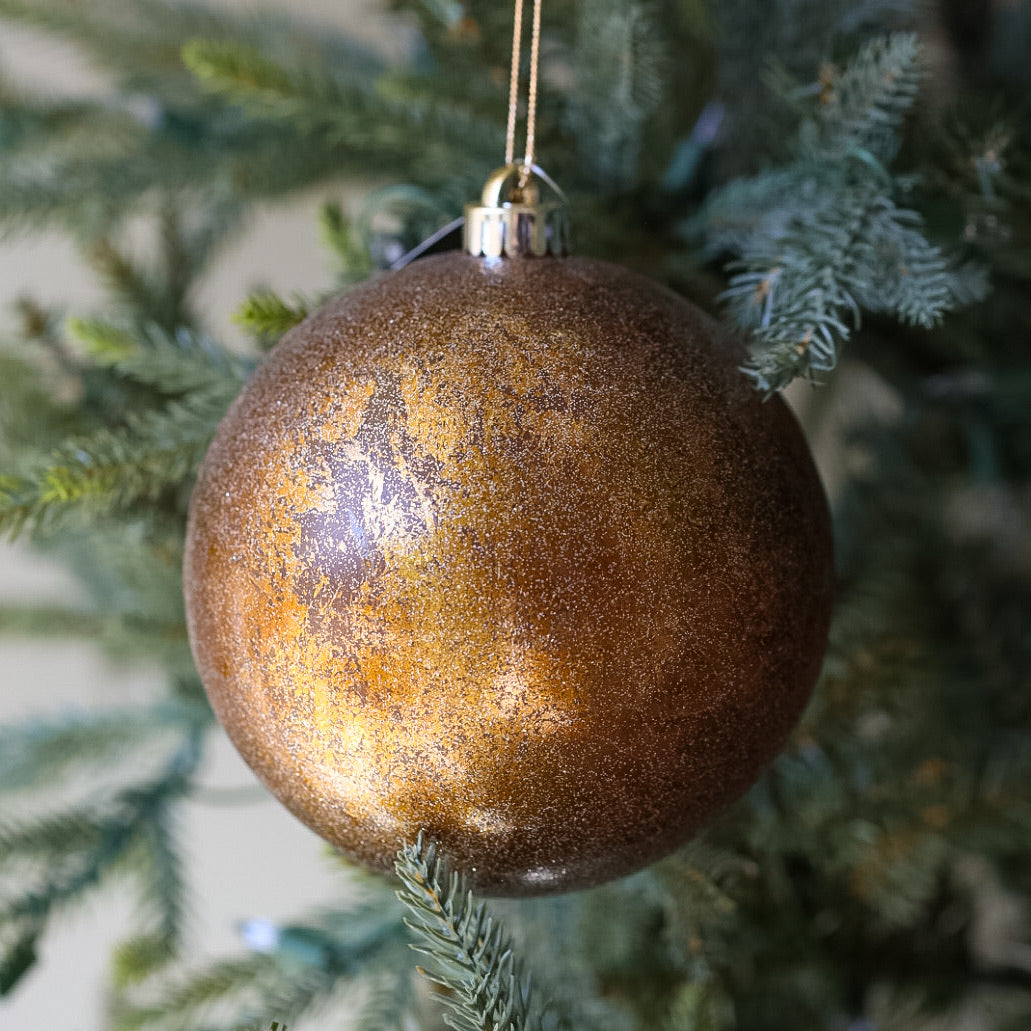 Glittered Bronze Gold Leaf Ornament - Available in Two Sizes