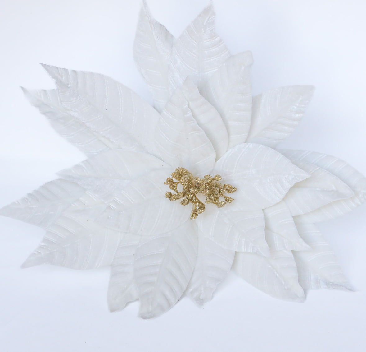 Giant White Velvet Poinsettia Stem - LIMITED STOCK