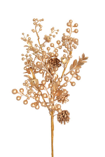 Gold Berry Pinecone Stem