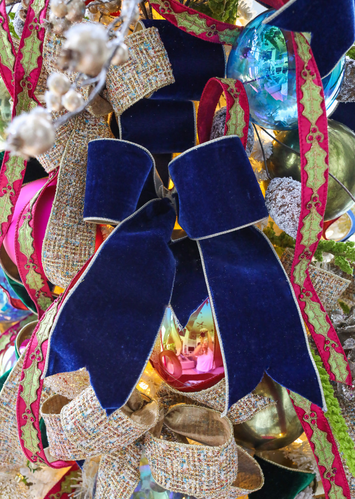 Royal Blue Velvet Ribbon with Silver Edges