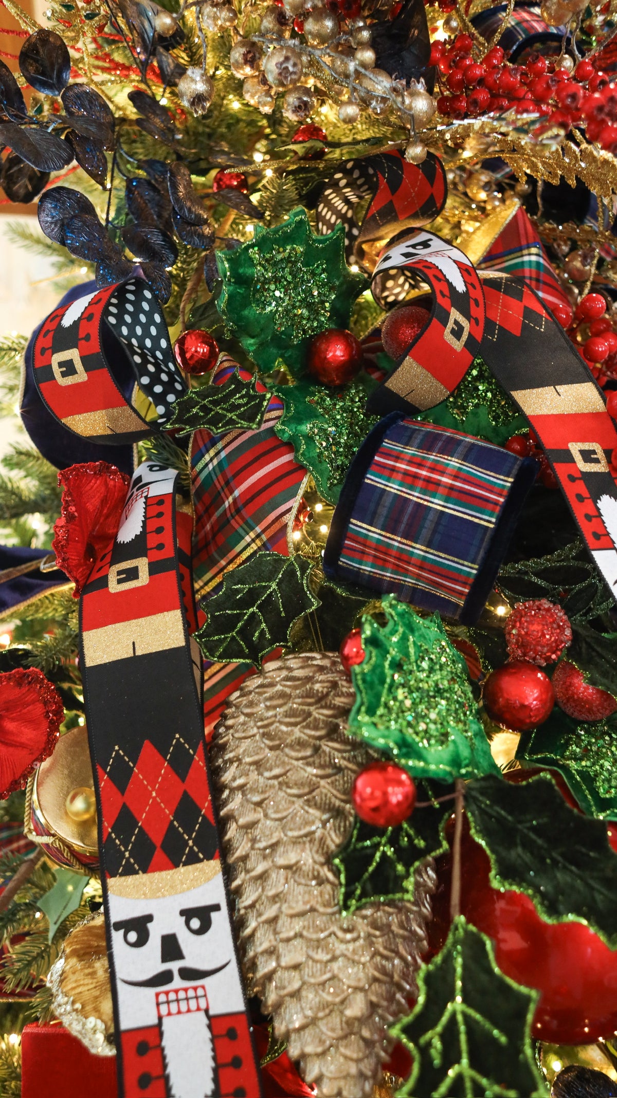 Nutcracker Ribbon with White and Black Polka Dot Back