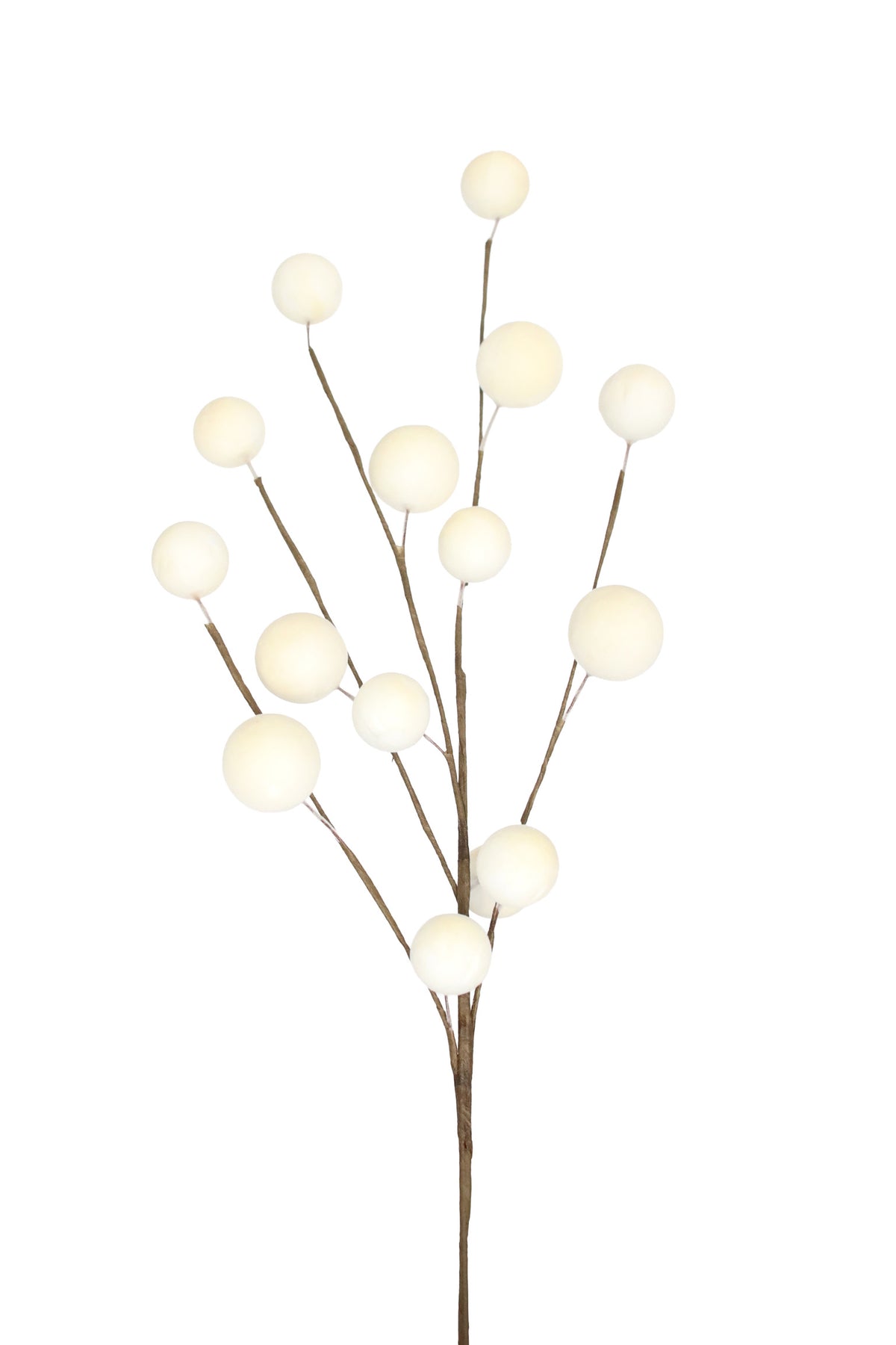 Cream Flocked Ball Stem