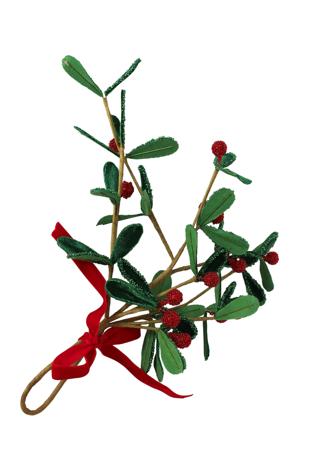 Beaded Velvet Mistletoe Branch