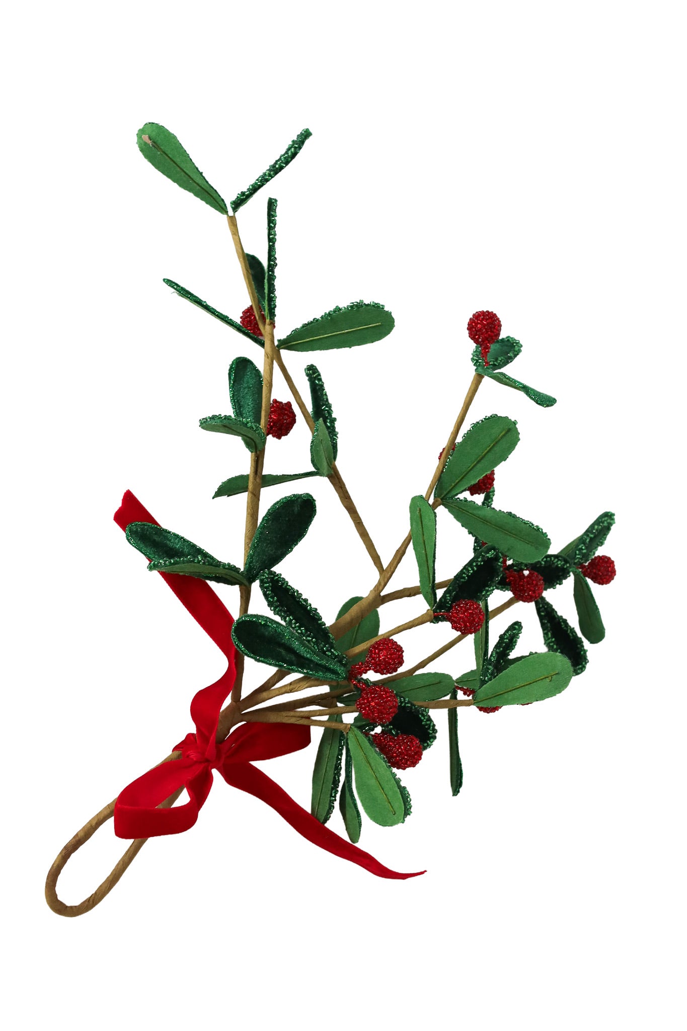 Beaded Velvet Mistletoe Branch