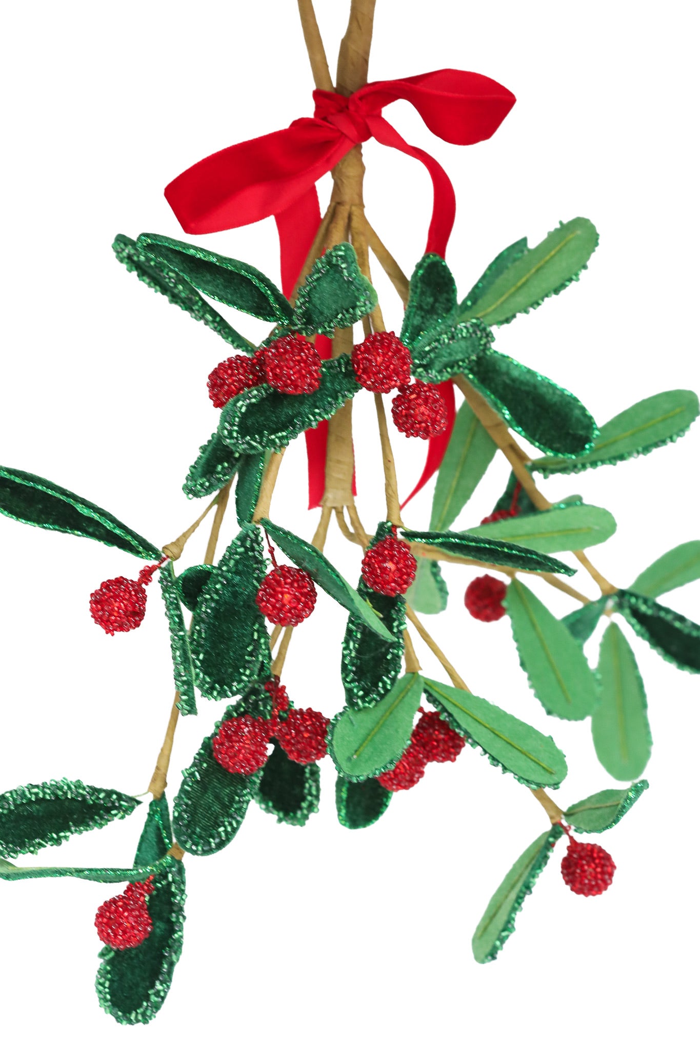 Beaded Velvet Mistletoe Branch